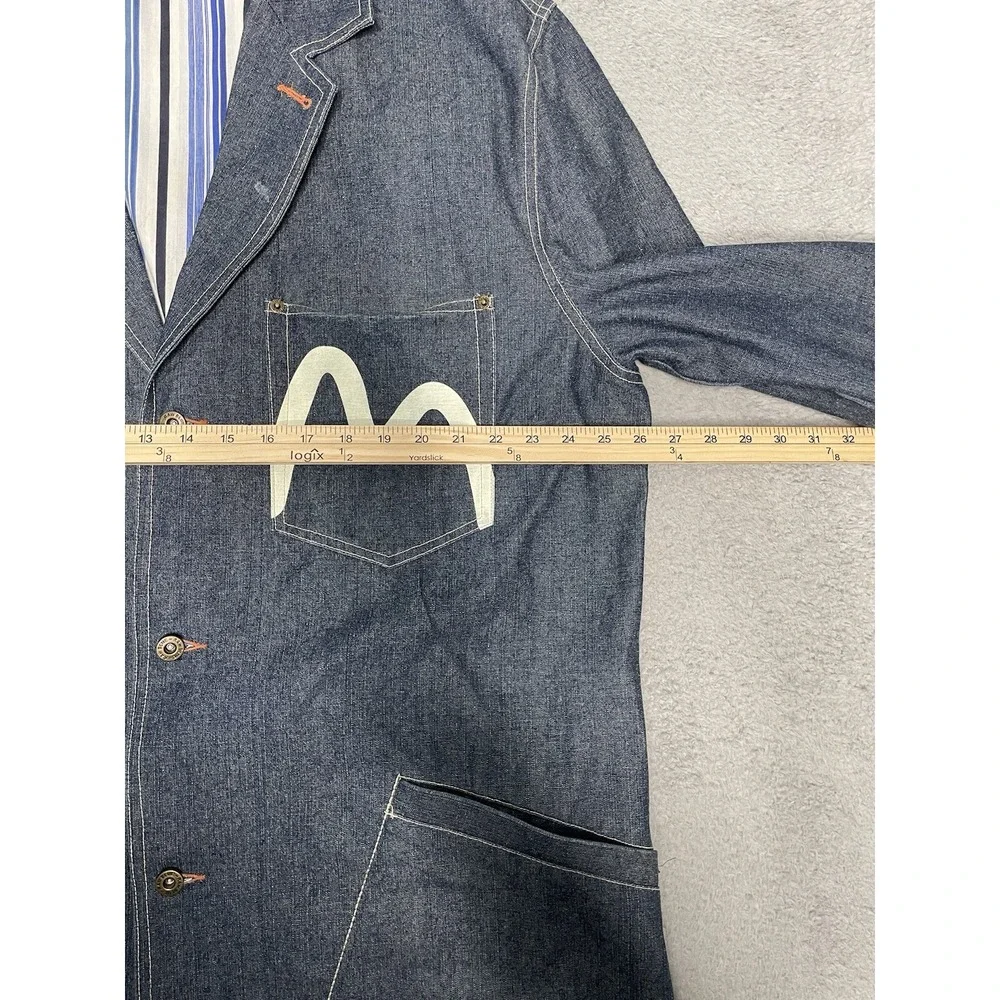 Vintage Y2K‎ Raw Blue Nurealms Blazer Denim Jean Sport Jacket Coat Mens 2XL
